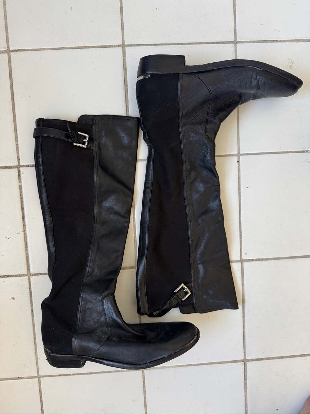 Coach Black Leather & Suede Over-the-Knee Riding Boots
